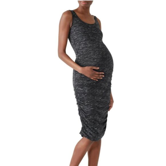 Ingrid & Isabel Dresses & Skirts - Ingrid & Isabel Shirred Maternity Tank Dress Stretch Ruched Charcoal Size Medium